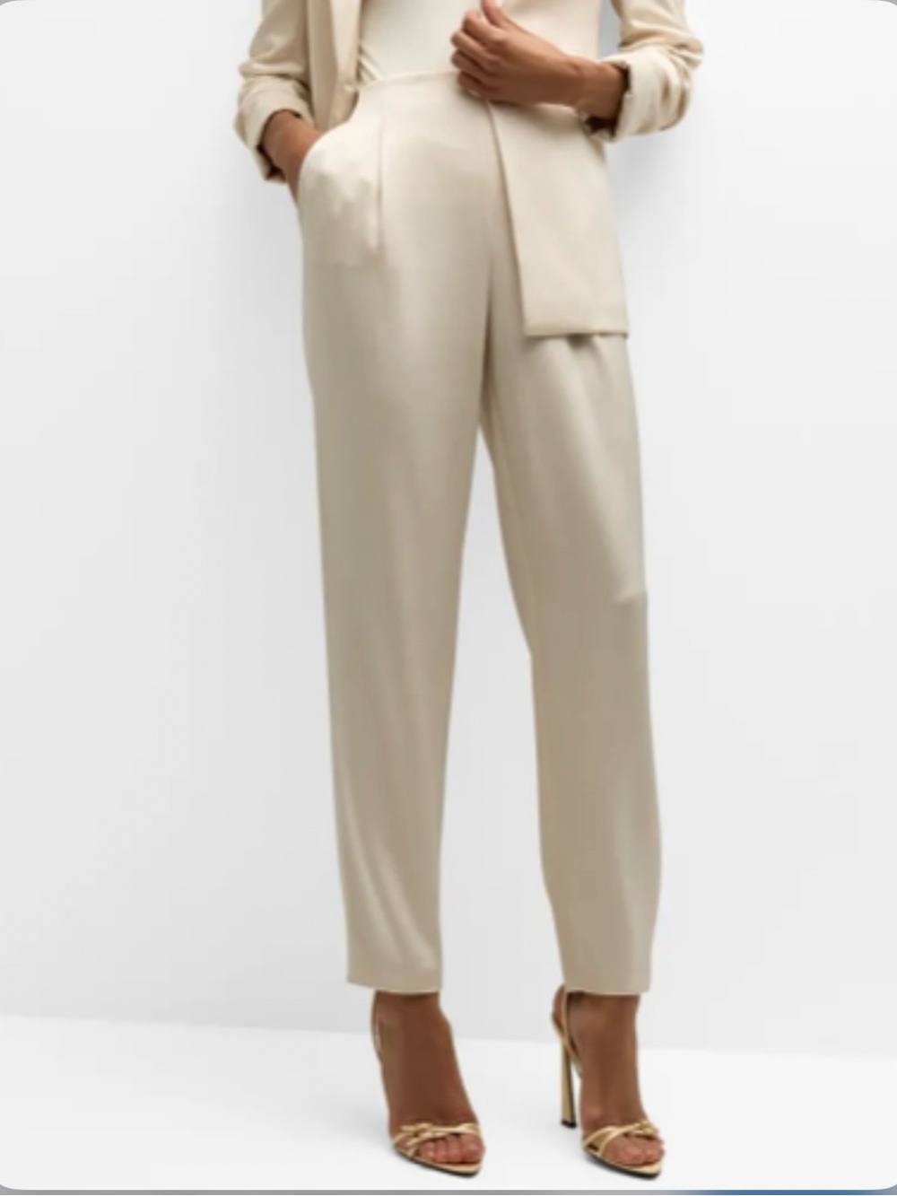 Alice + Olivia Champagne Satin Tapered Ankle Pants High Rise Career Trousers xs